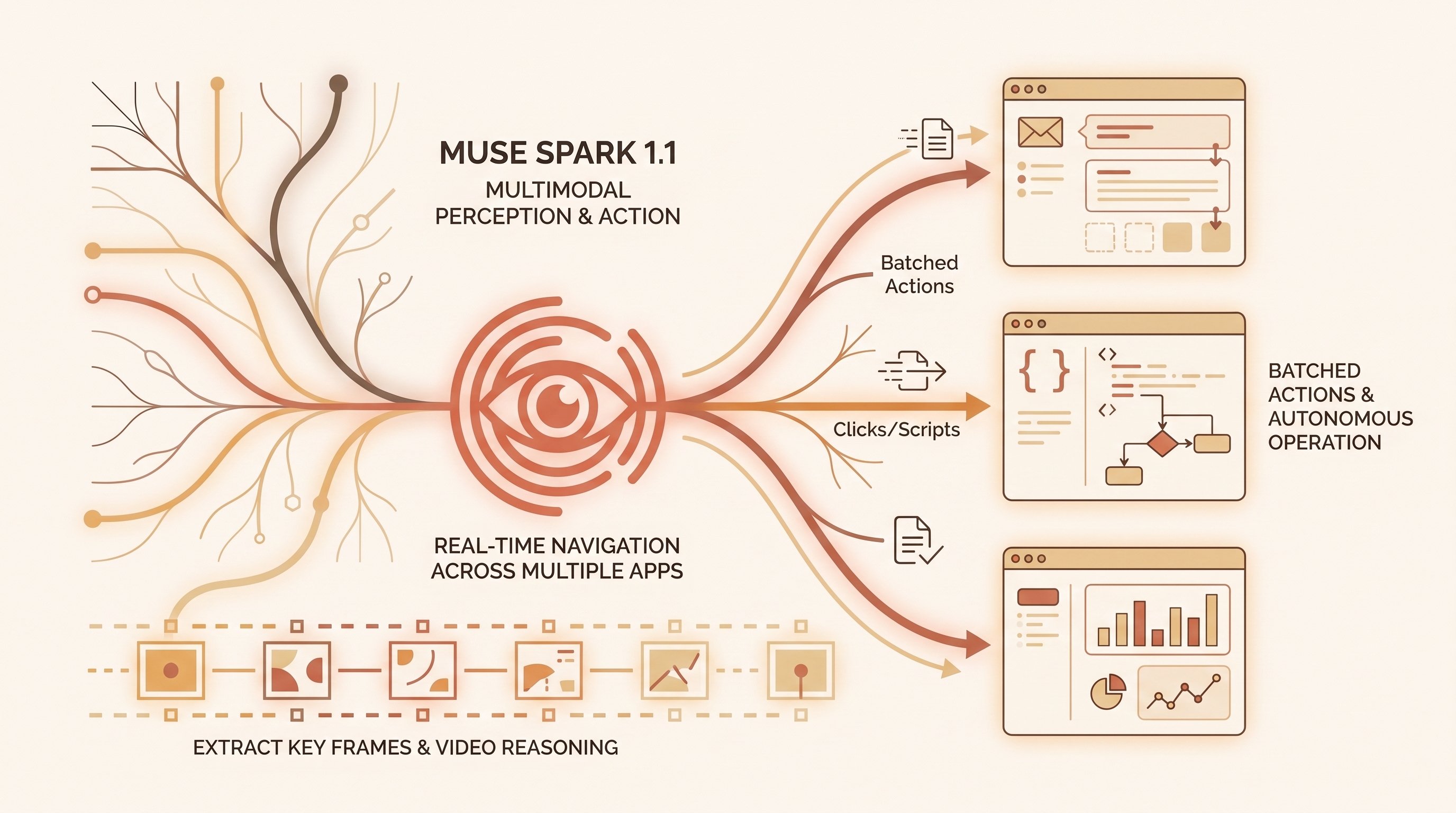 Perception and action occurring simultaneously: a perception core that observes, understands, and autonomously navigates and operates across multiple app interfaces in real time